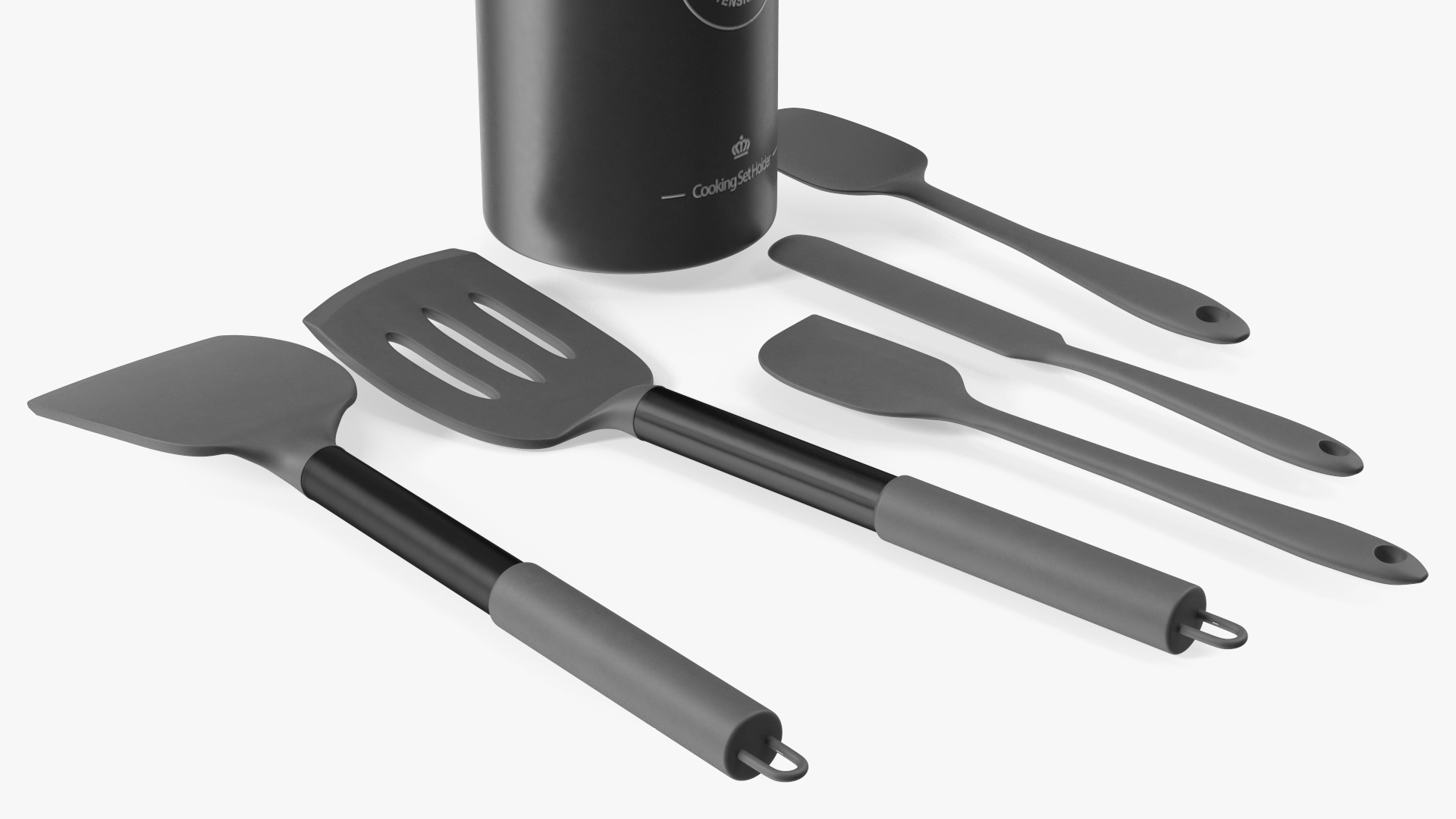 Kitchenware Set with Holder Metallic Black 3D