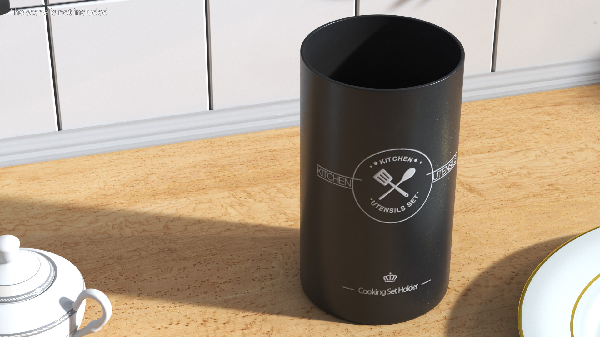 Kitchenware Set with Holder Metallic Black 3D