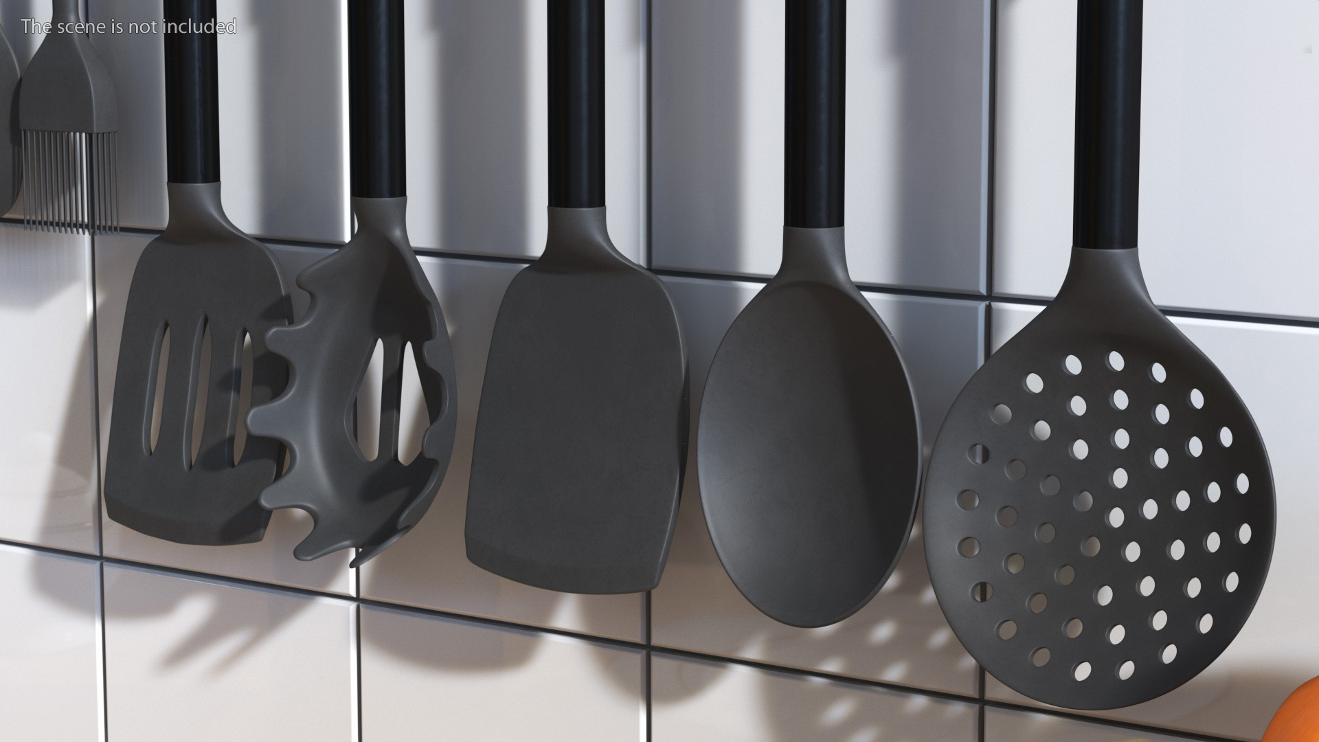 Kitchenware Set with Holder Metallic Black 3D