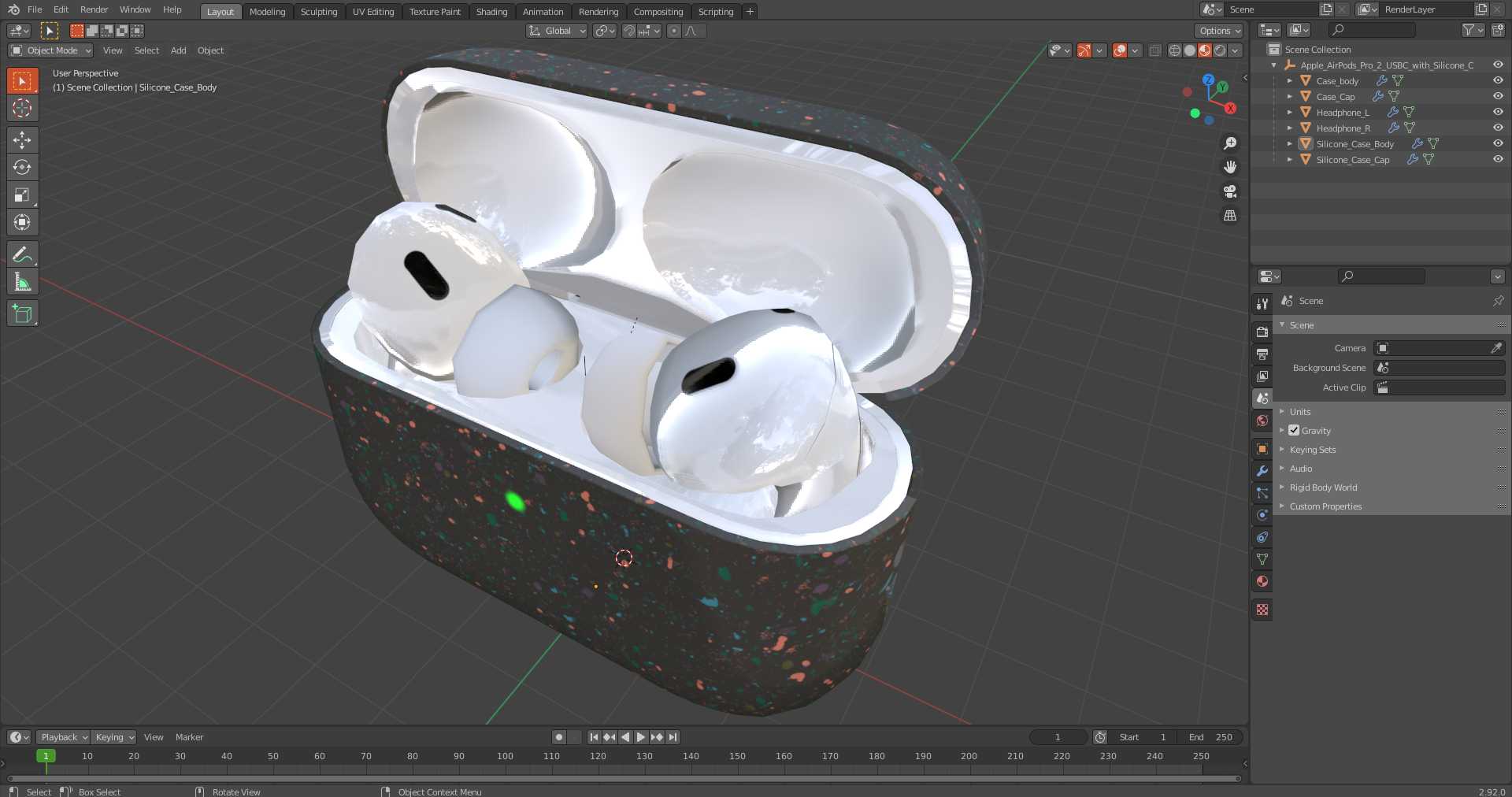 3D model Apple AirPods Pro 2 USB-C with Silicone Case Black