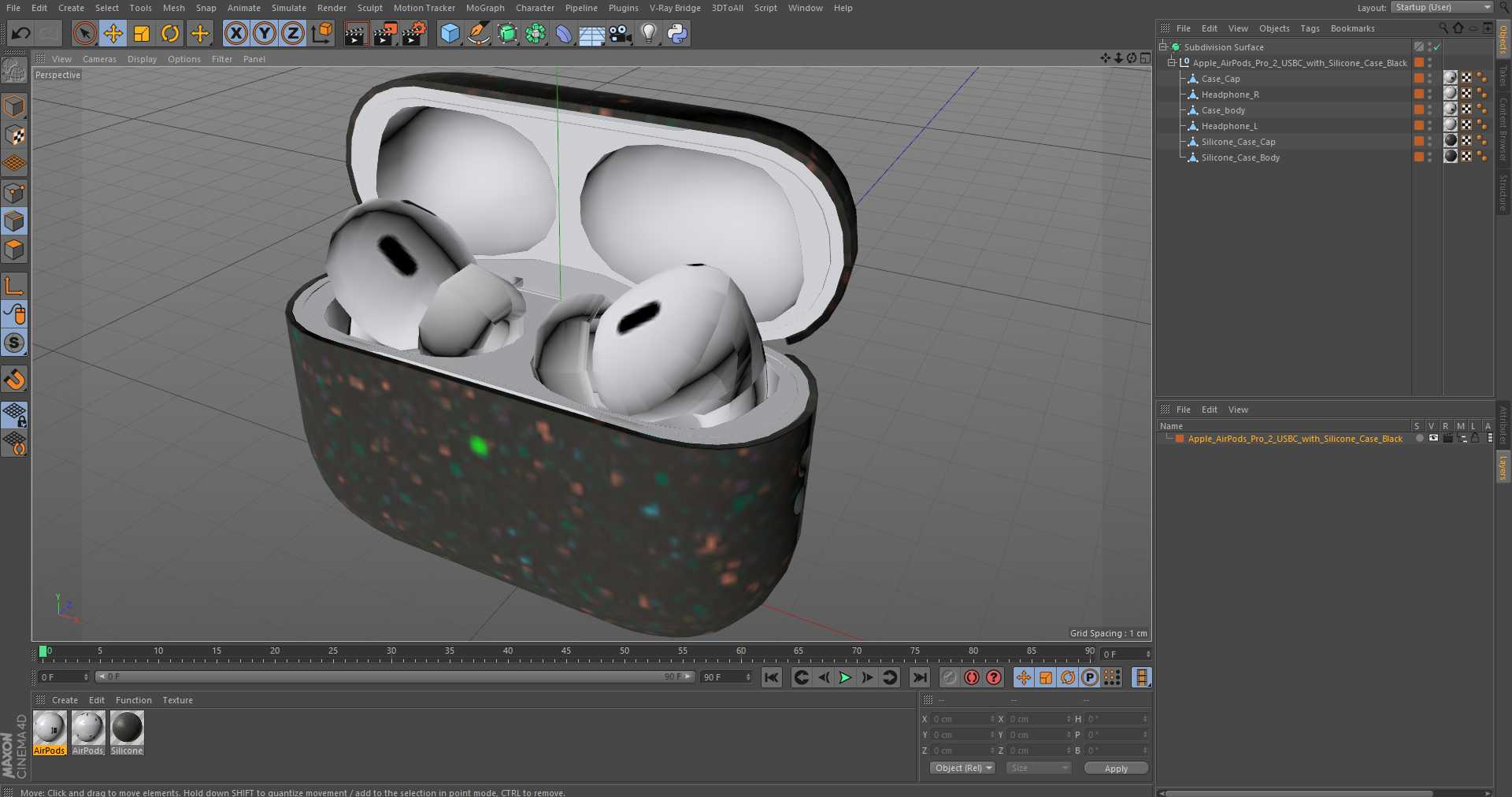 3D model Apple AirPods Pro 2 USB-C with Silicone Case Black