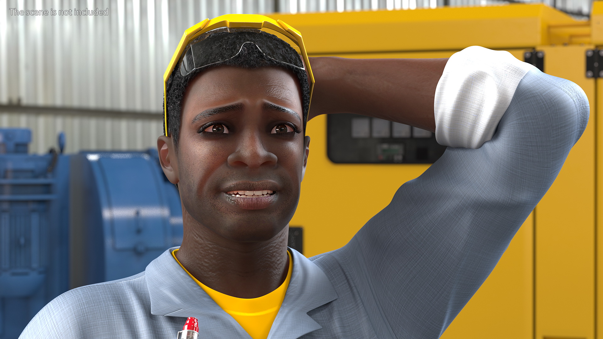 3D Dark Skin Black Man Electrician