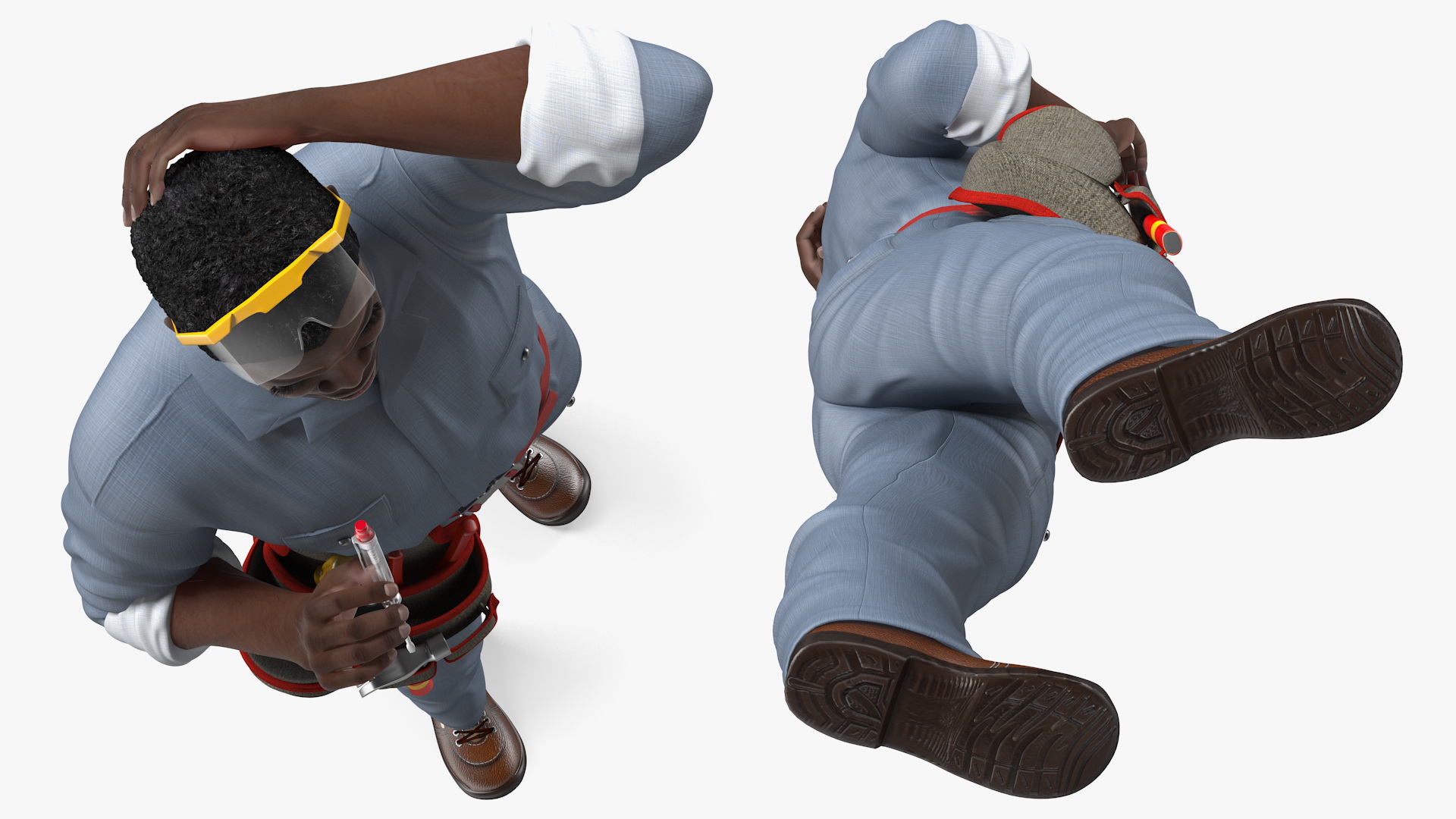 3D Dark Skin Black Man Electrician