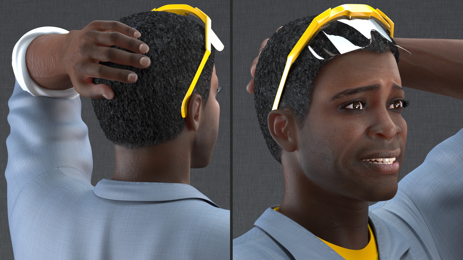 3D Dark Skin Black Man Electrician