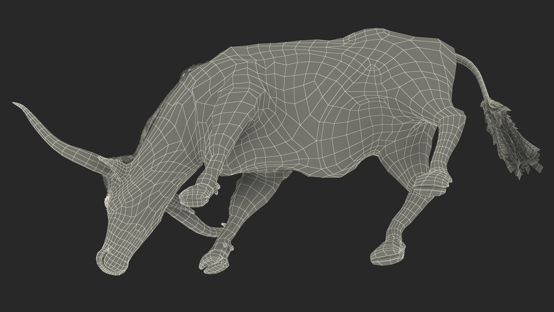 3D model Texas Longhorn Cattle Mottled Brown