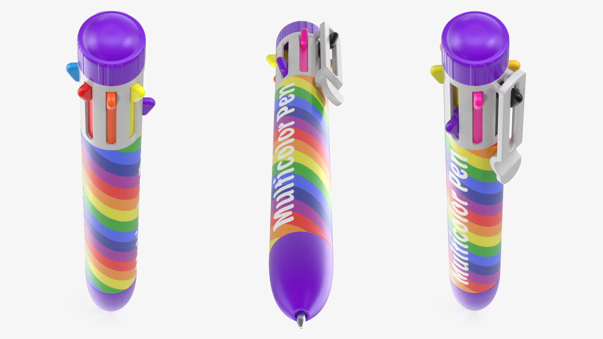 Rainbow Multicolor Retractable Ballpoint Pen 3D model