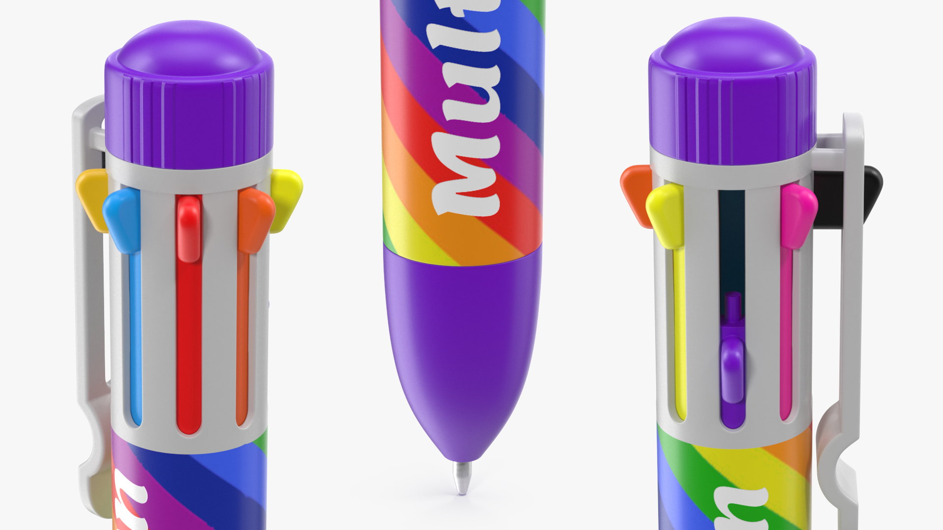 Rainbow Multicolor Retractable Ballpoint Pen 3D model