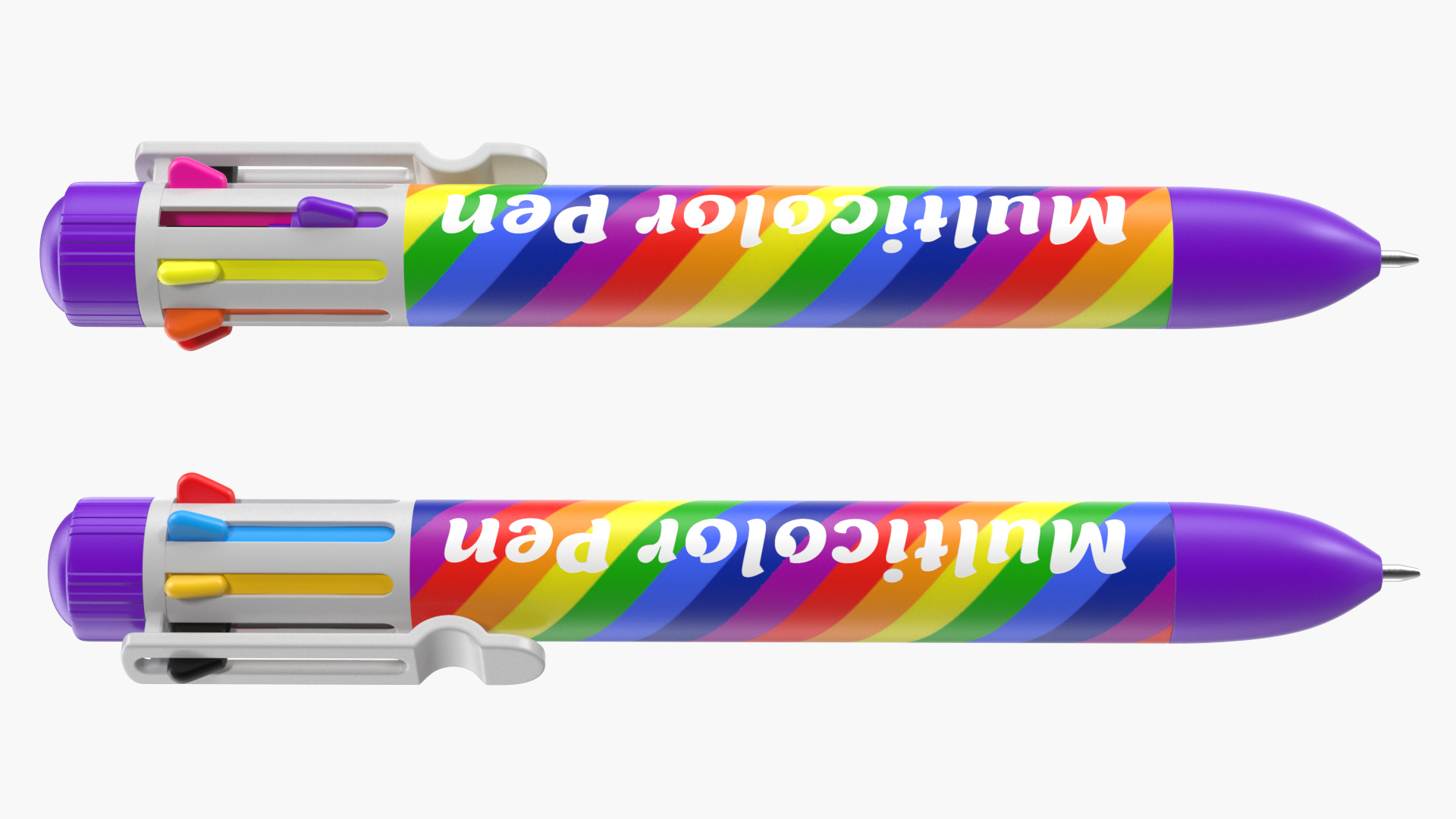 Rainbow Multicolor Retractable Ballpoint Pen 3D model