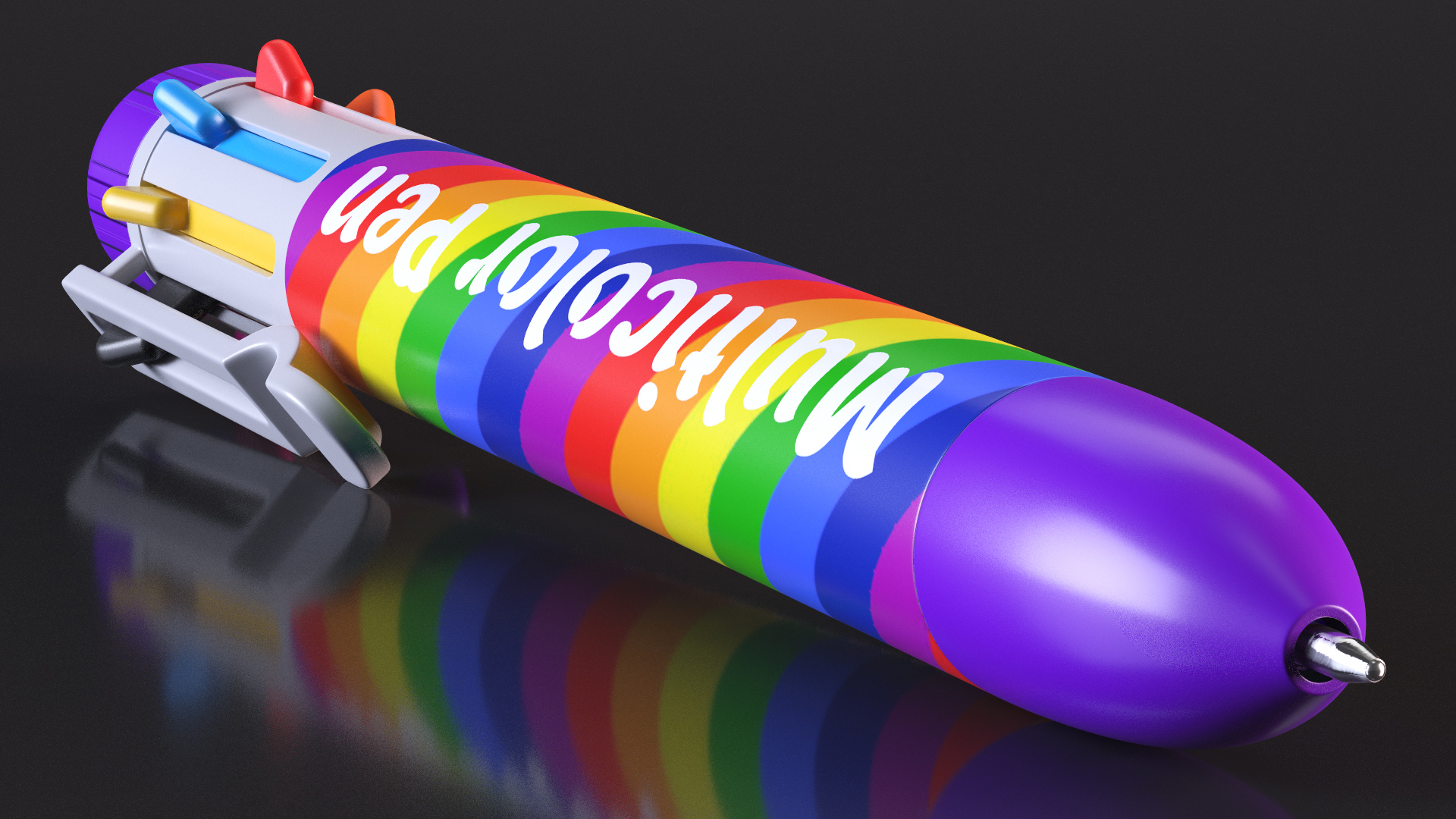 Rainbow Multicolor Retractable Ballpoint Pen 3D model