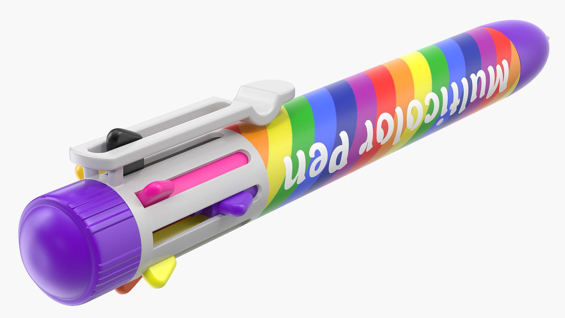 Rainbow Multicolor Retractable Ballpoint Pen 3D model