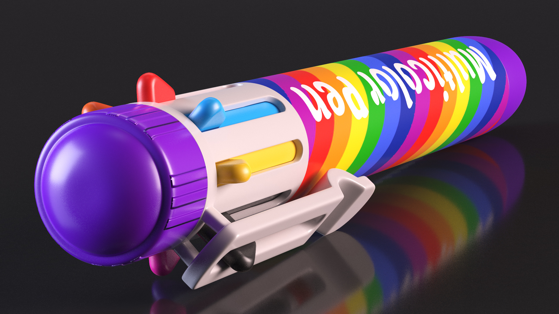 Rainbow Multicolor Retractable Ballpoint Pen 3D model