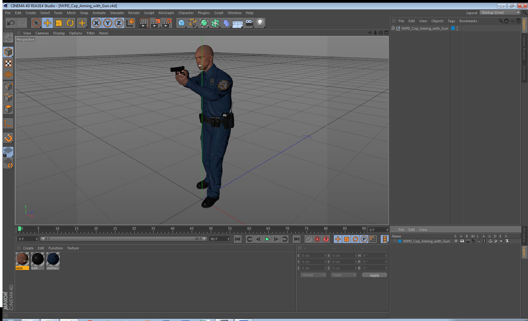 NYPD Cop Aiming with Gun 3D model