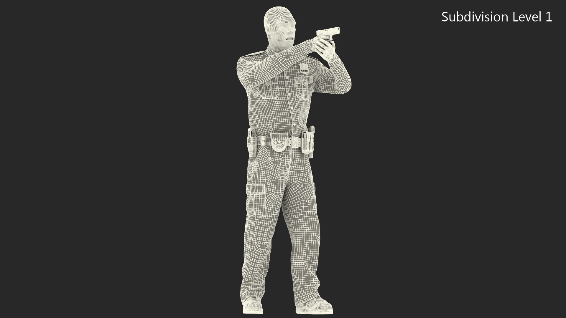 NYPD Cop Aiming with Gun 3D model
