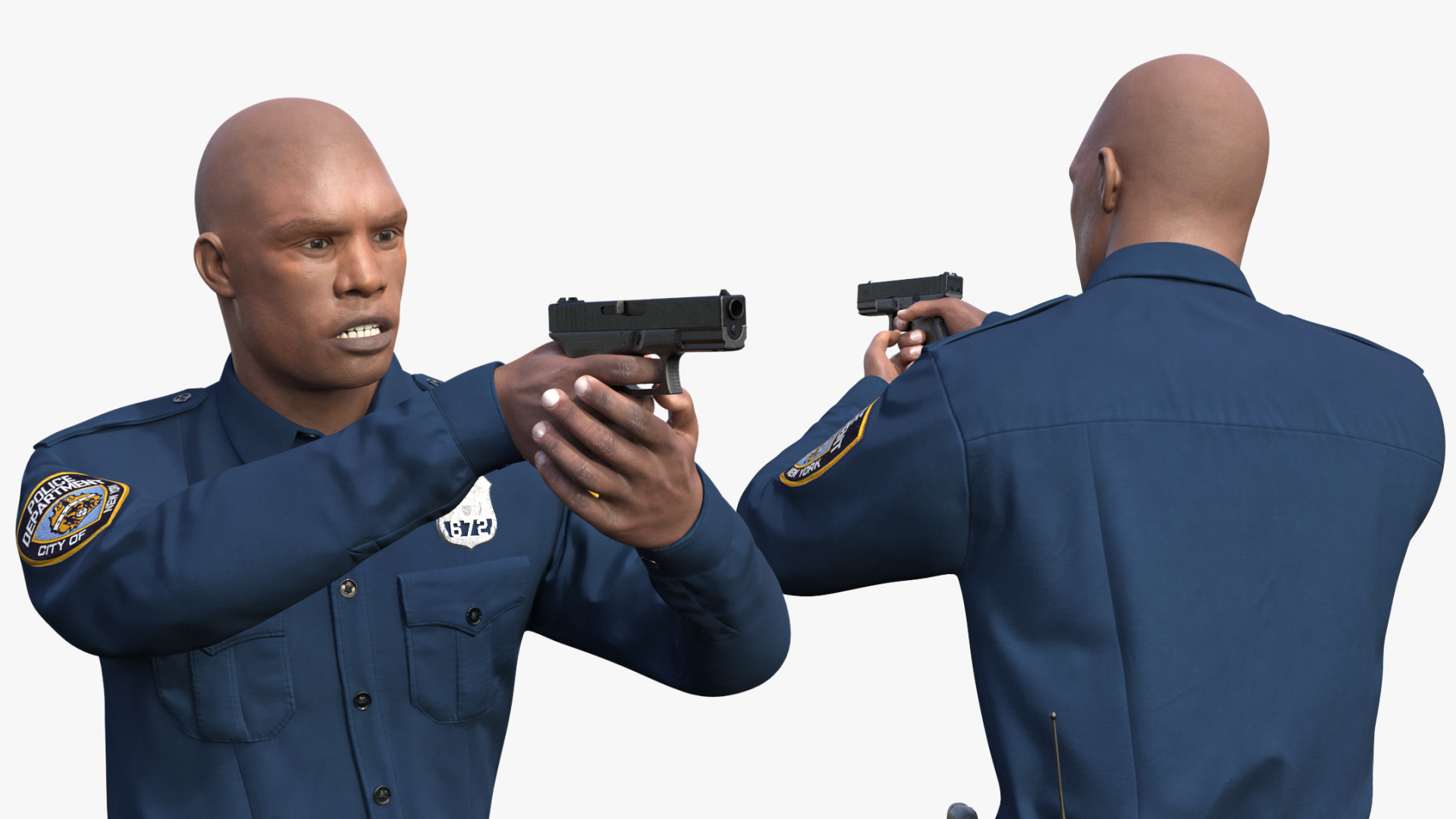 NYPD Cop Aiming with Gun 3D model