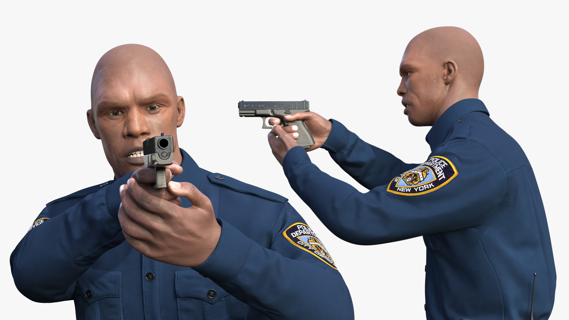 NYPD Cop Aiming with Gun 3D model