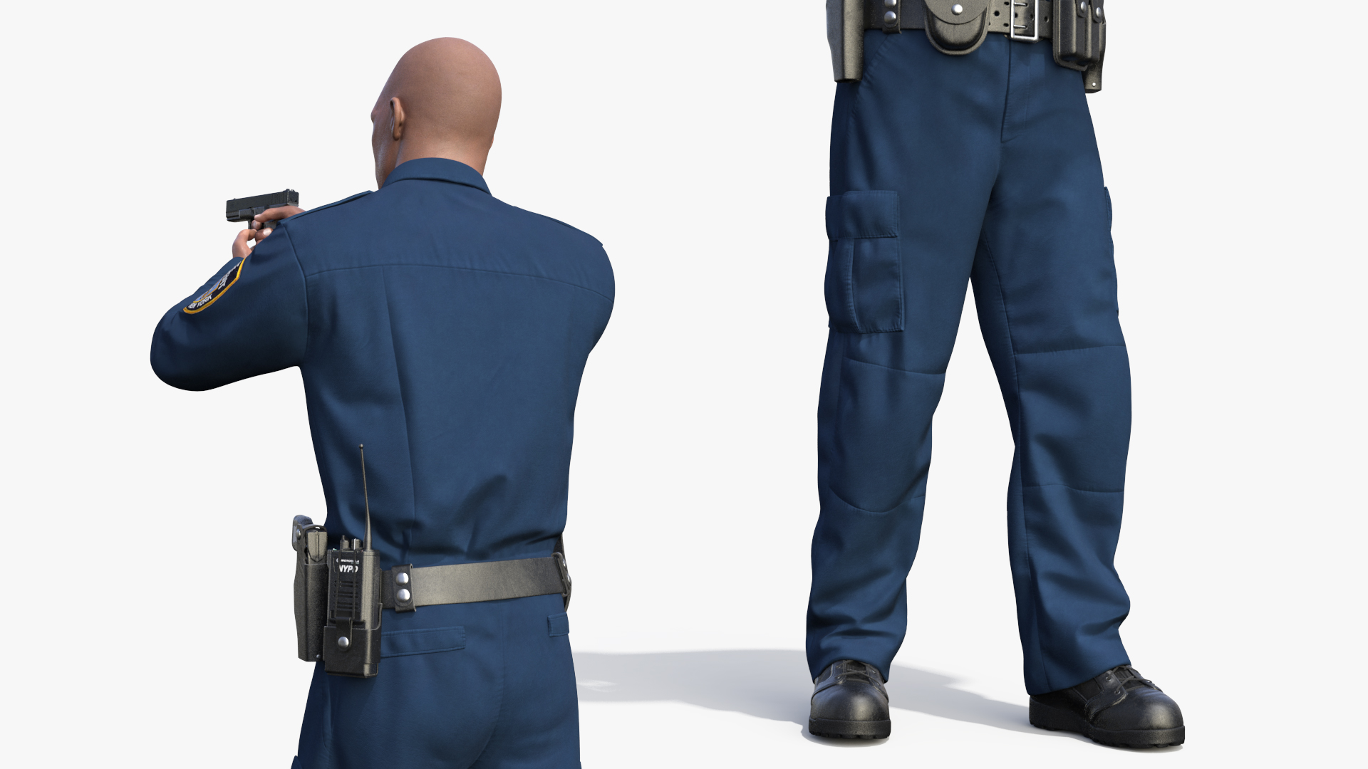 NYPD Cop Aiming with Gun 3D model