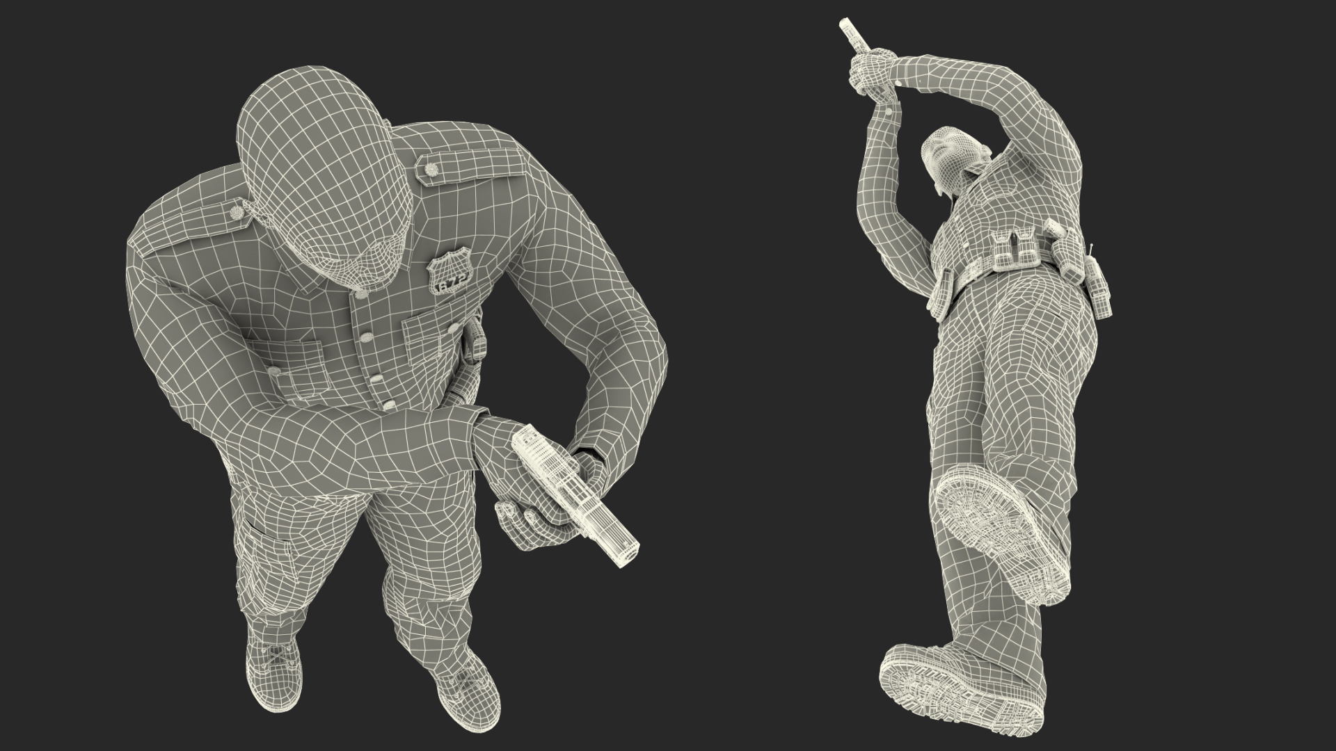 NYPD Cop Aiming with Gun 3D model