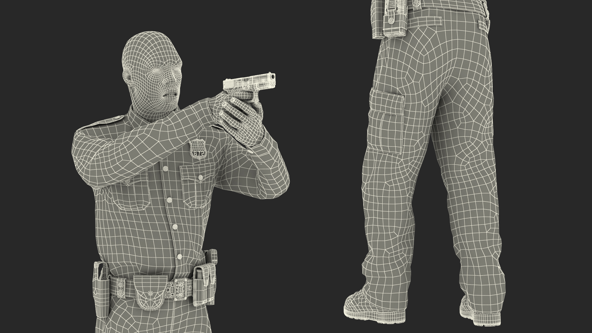 NYPD Cop Aiming with Gun 3D model