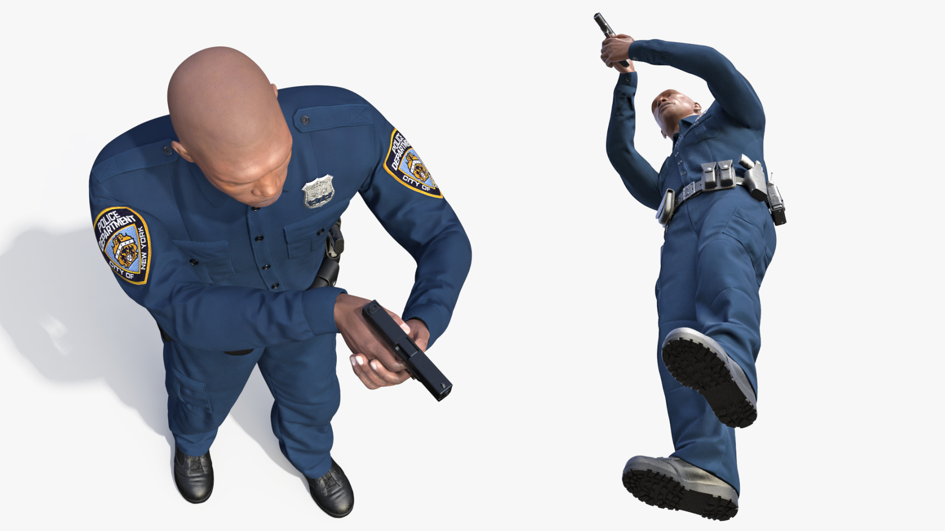 NYPD Cop Aiming with Gun 3D model