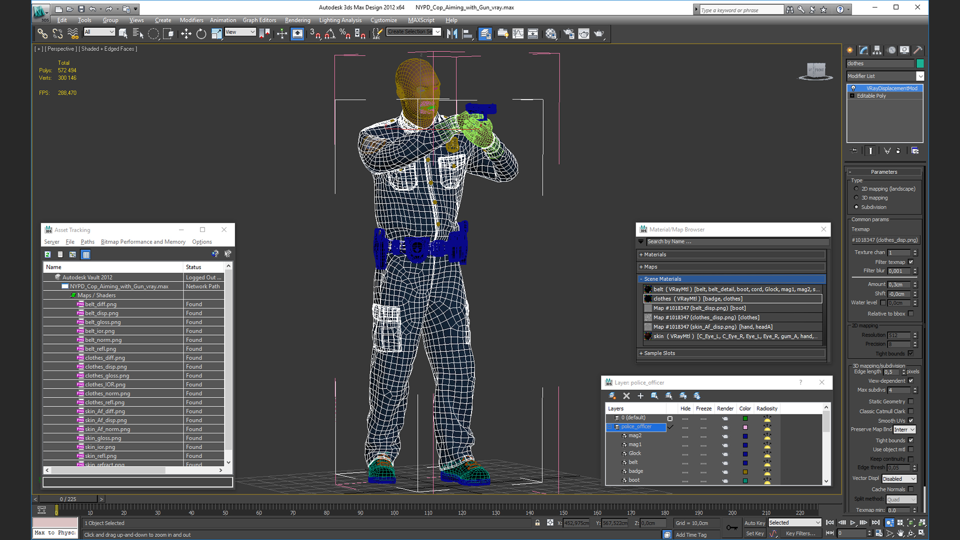 NYPD Cop Aiming with Gun 3D model