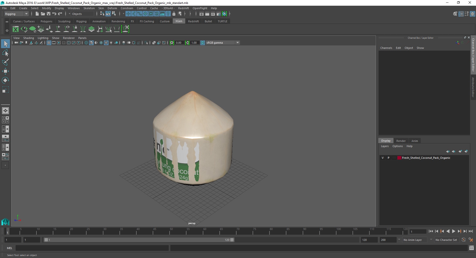 Fresh Shelled Coconut Pack Organic 3D model