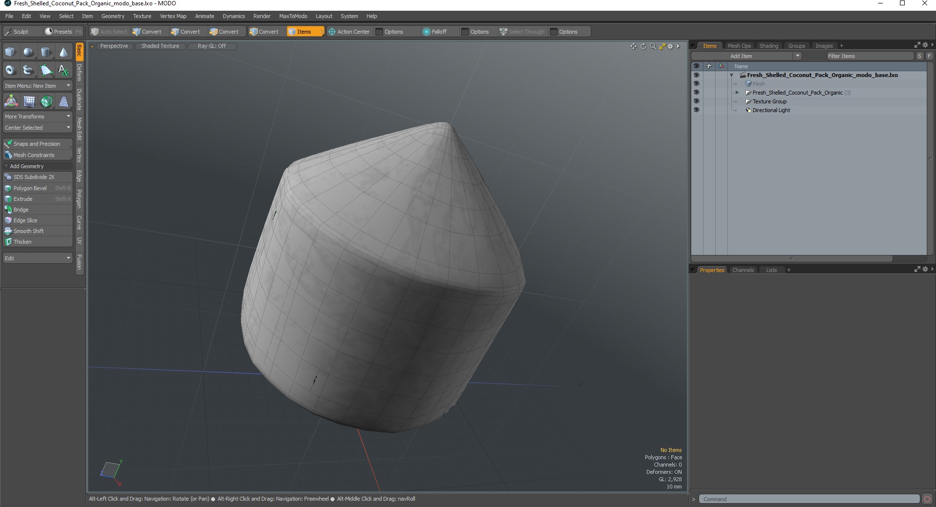 Fresh Shelled Coconut Pack Organic 3D model