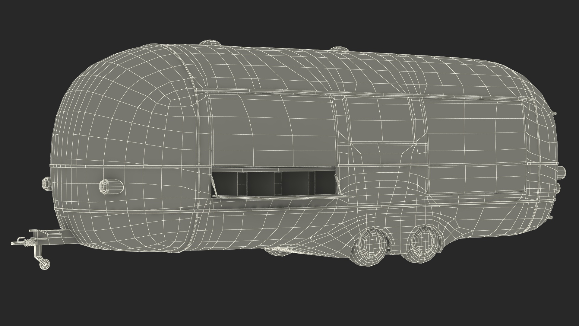 3D Food Vending Trailer Black Rigged model