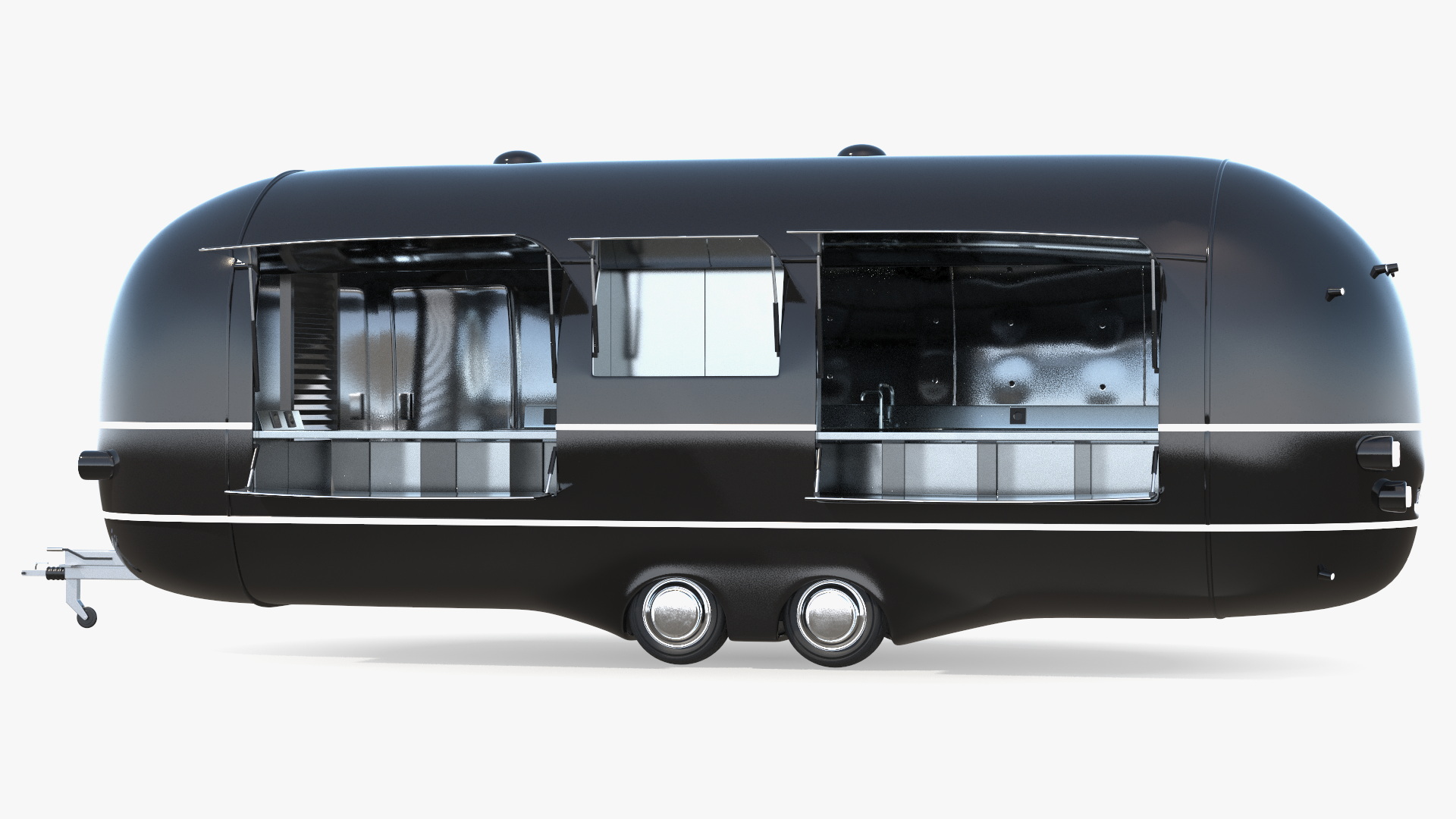 3D Food Vending Trailer Black Rigged model
