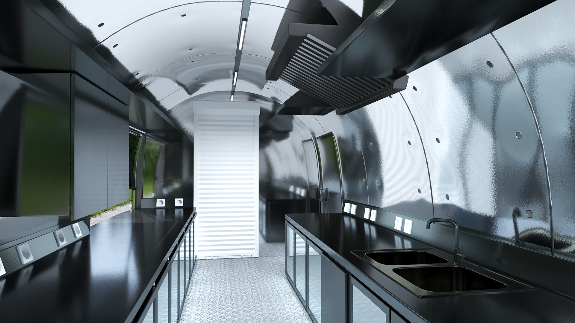 3D Food Vending Trailer Black Rigged model