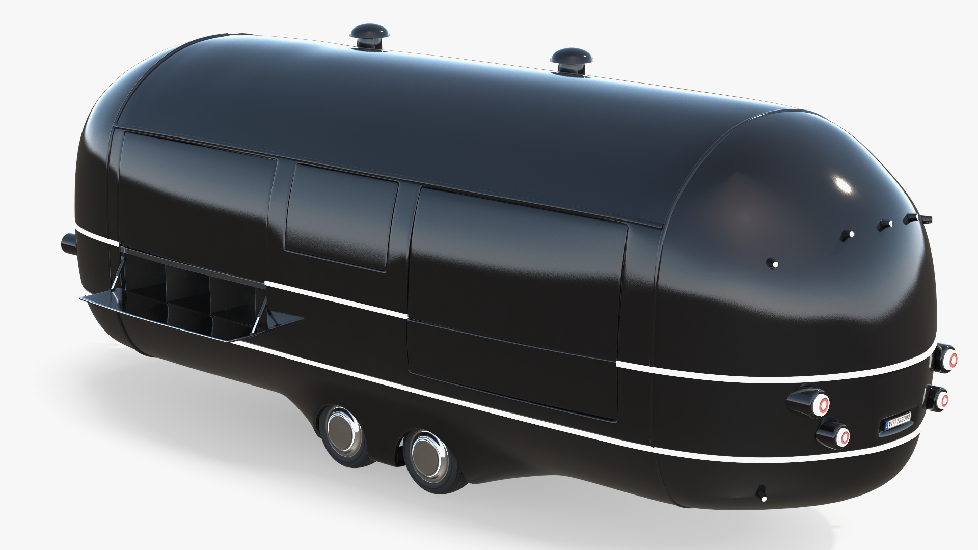 3D Food Vending Trailer Black Rigged model