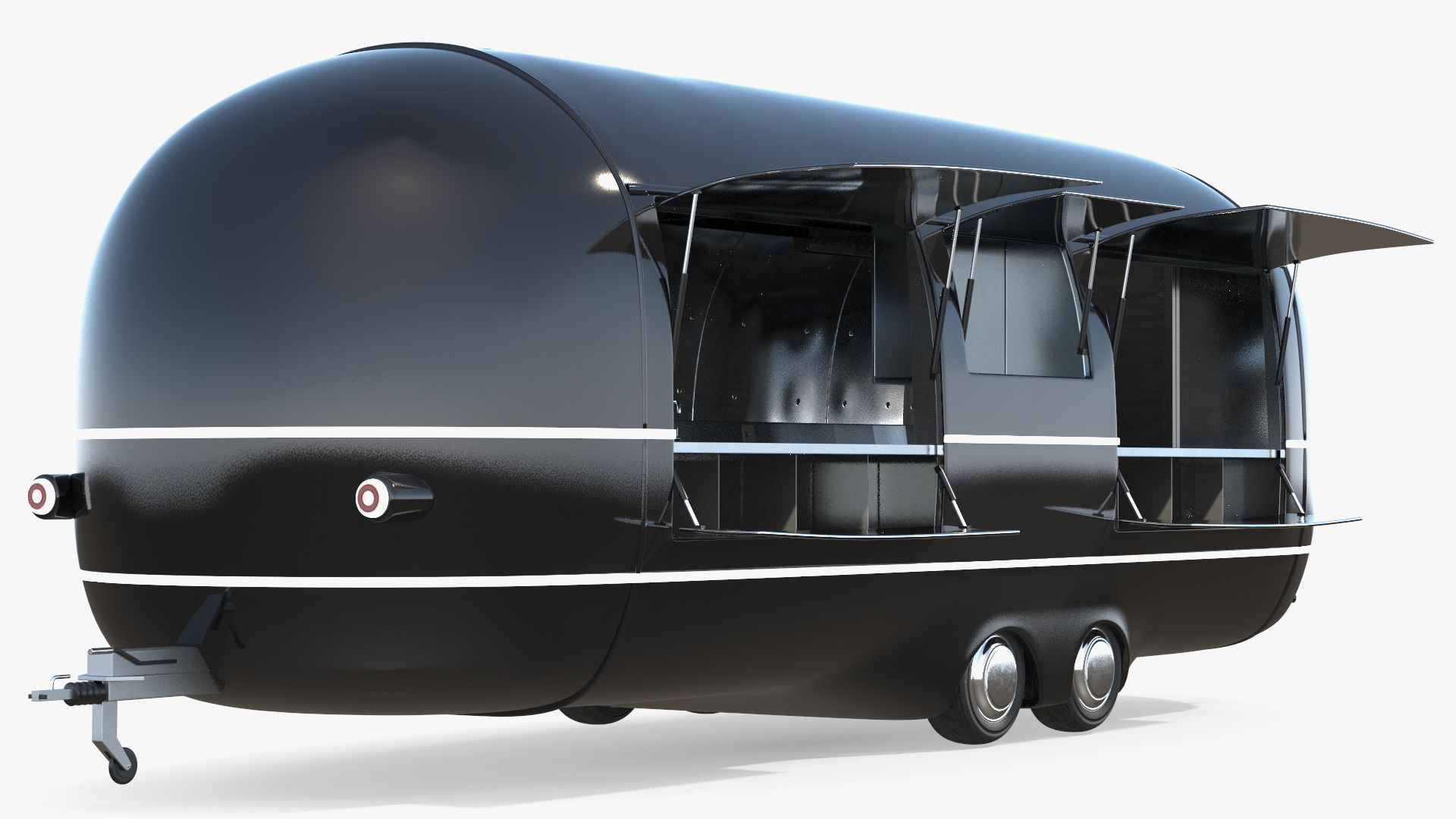 3D Food Vending Trailer Black Rigged model
