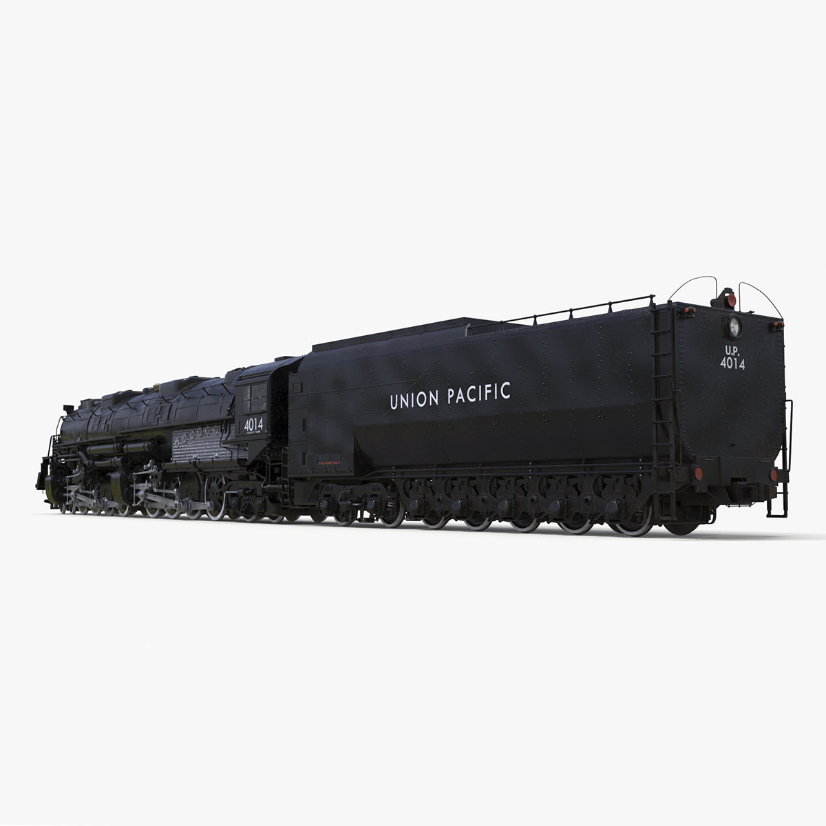 Locomotive Big Boy with Trailed Tender Rigged for Cinema 4D 3D model