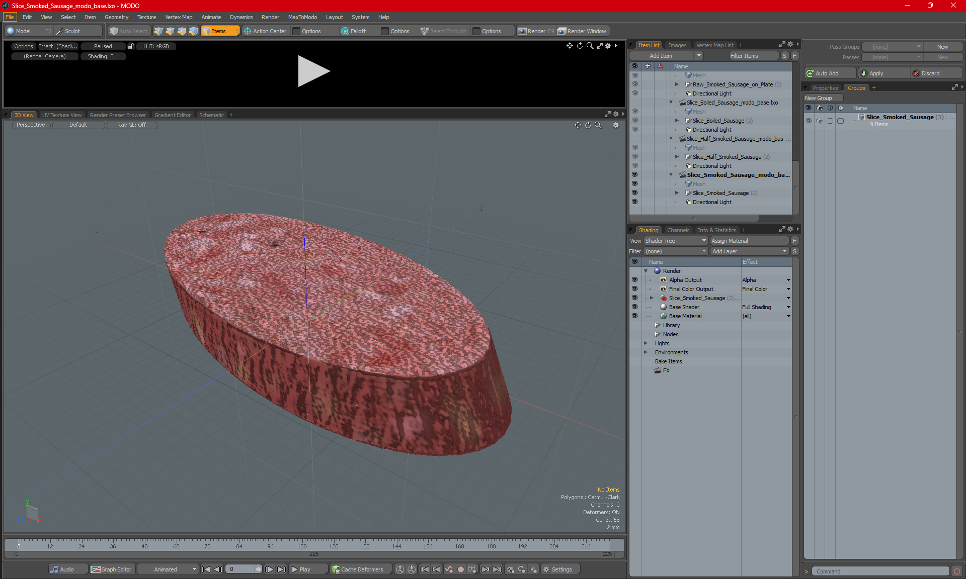 3D model Slice Smoked Sausage