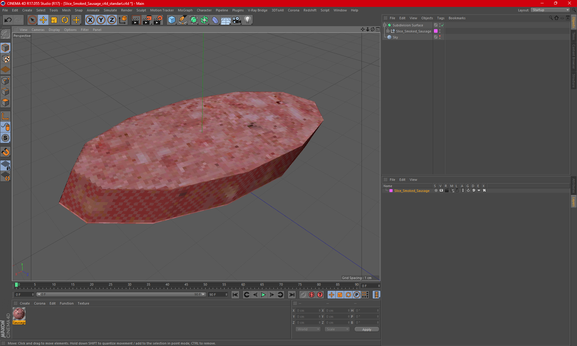 3D model Slice Smoked Sausage