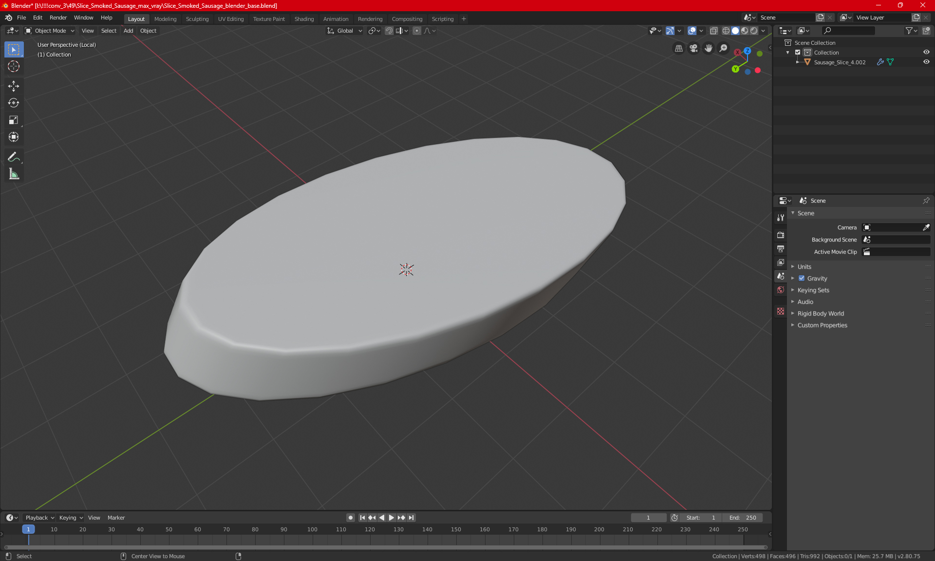 3D model Slice Smoked Sausage