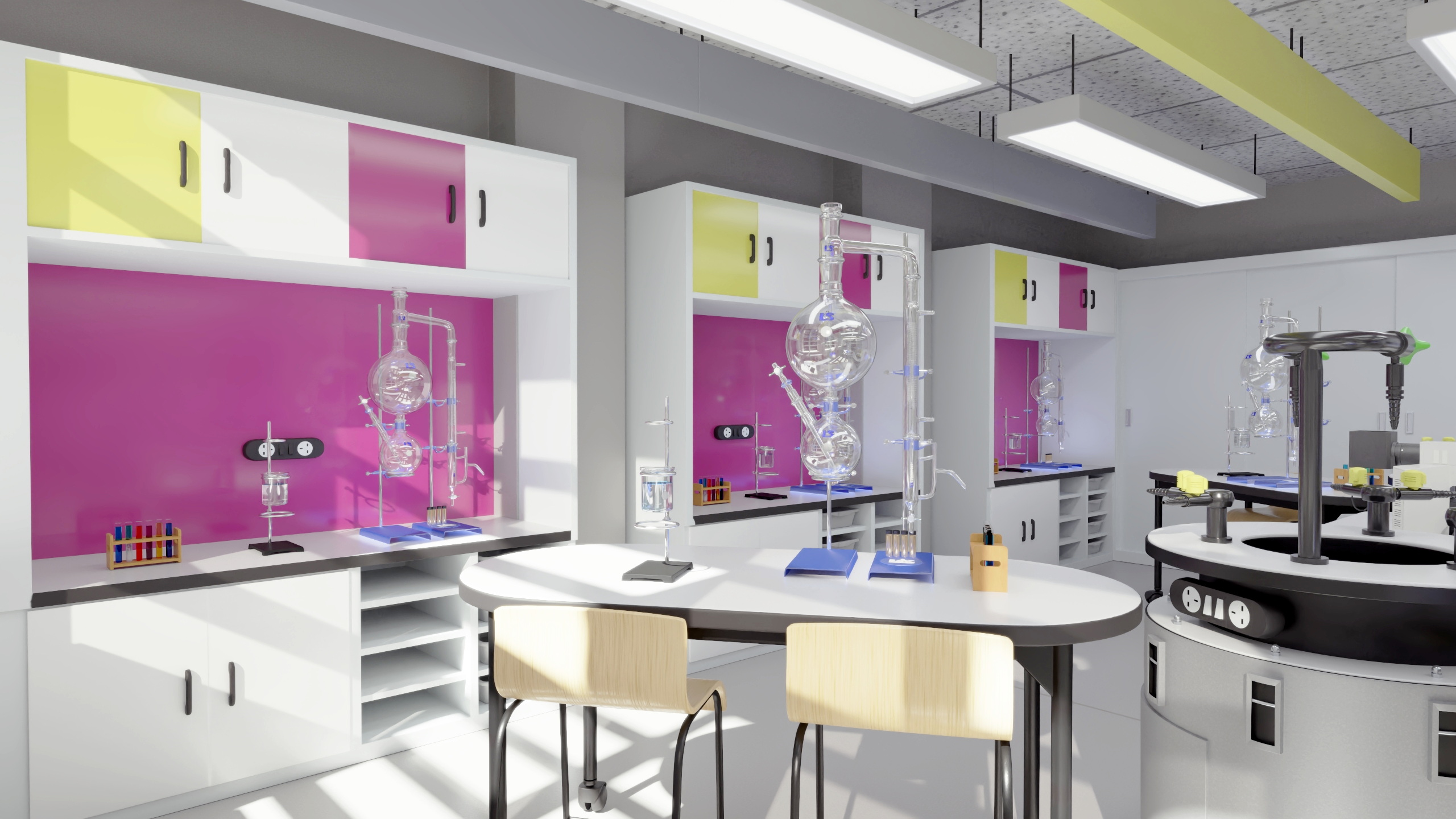 3D School Chemistry Room with Equipment