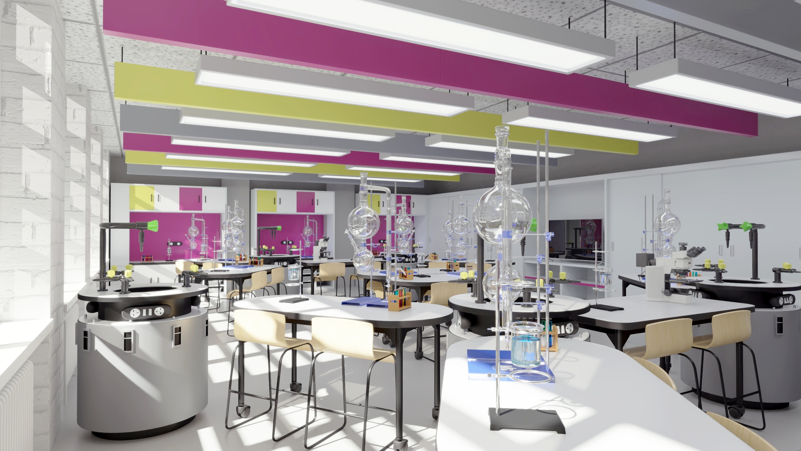 3D School Chemistry Room with Equipment