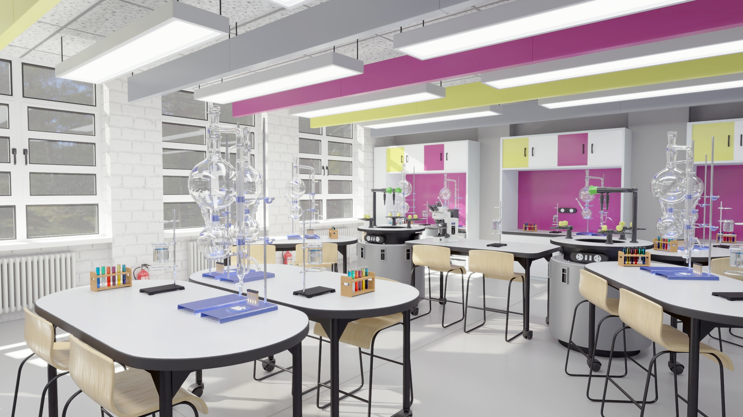 3D School Chemistry Room with Equipment