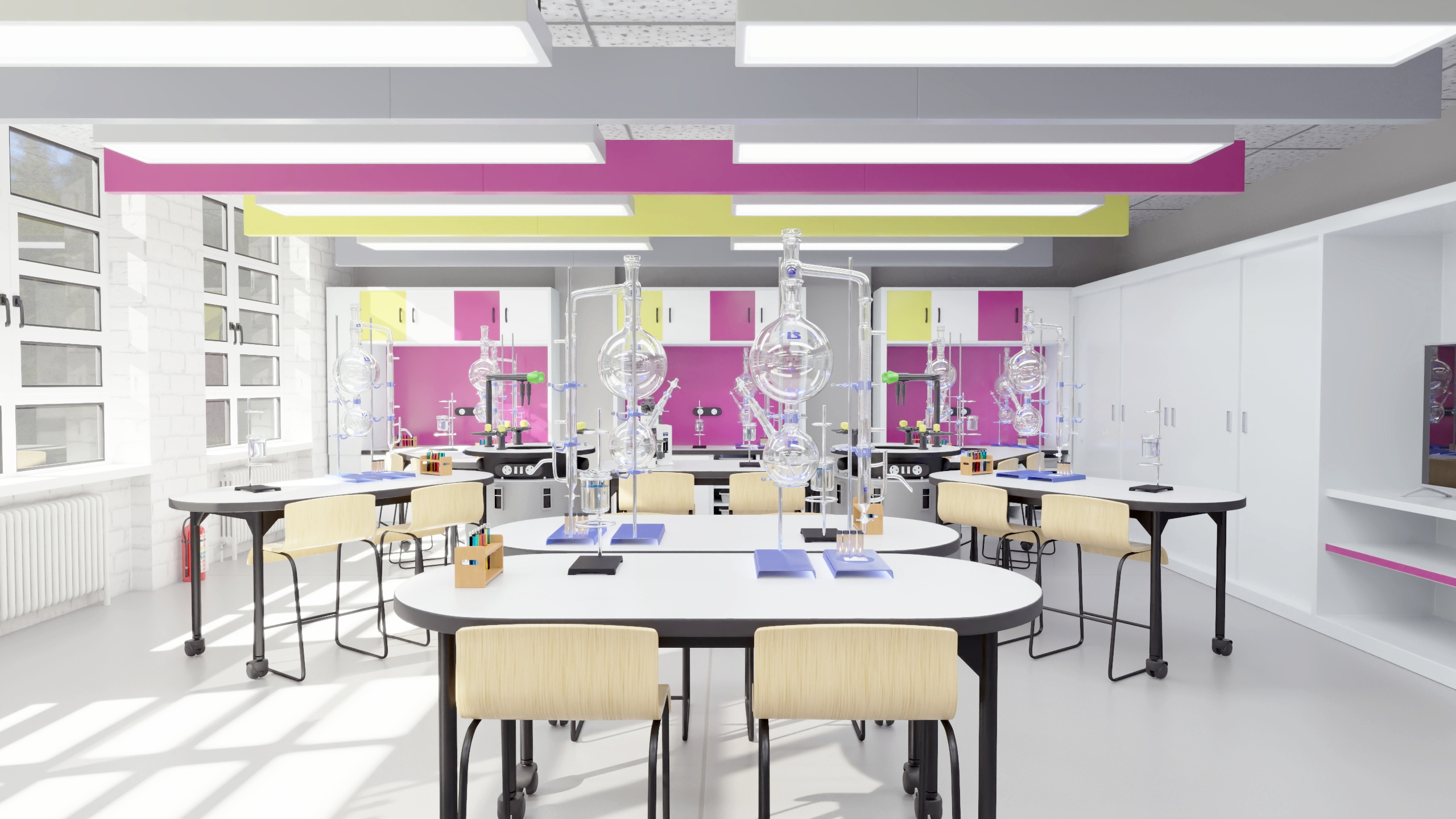 3D School Chemistry Room with Equipment