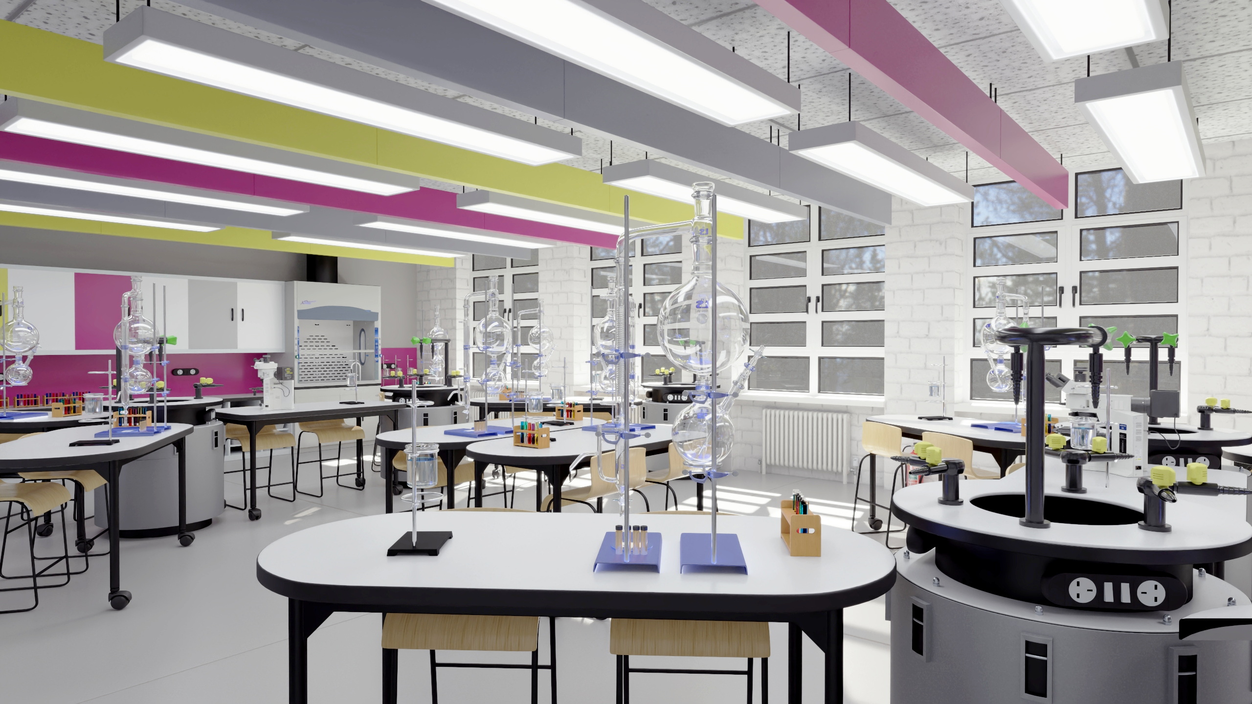 3D School Chemistry Room with Equipment