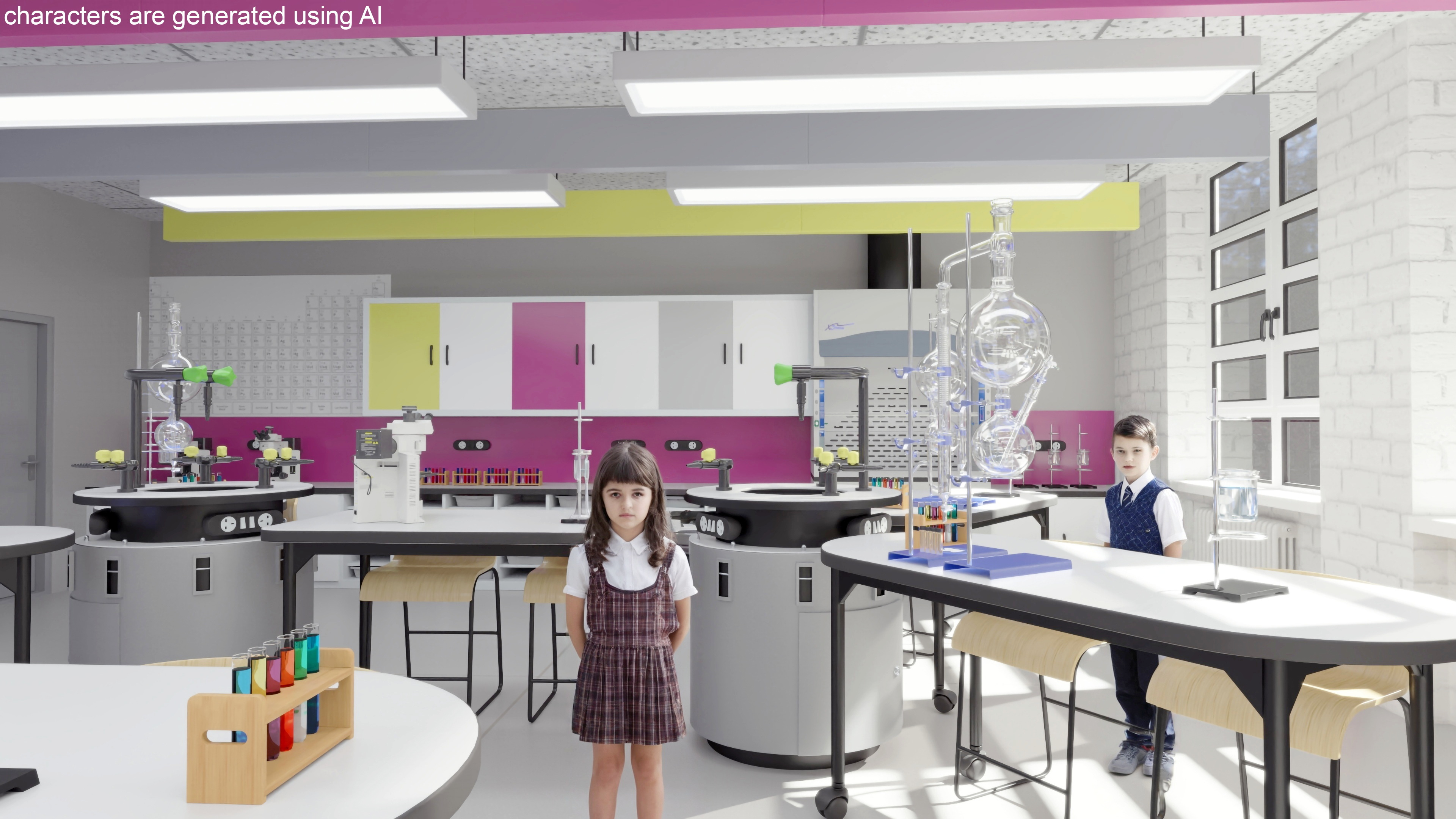 3D School Chemistry Room with Equipment