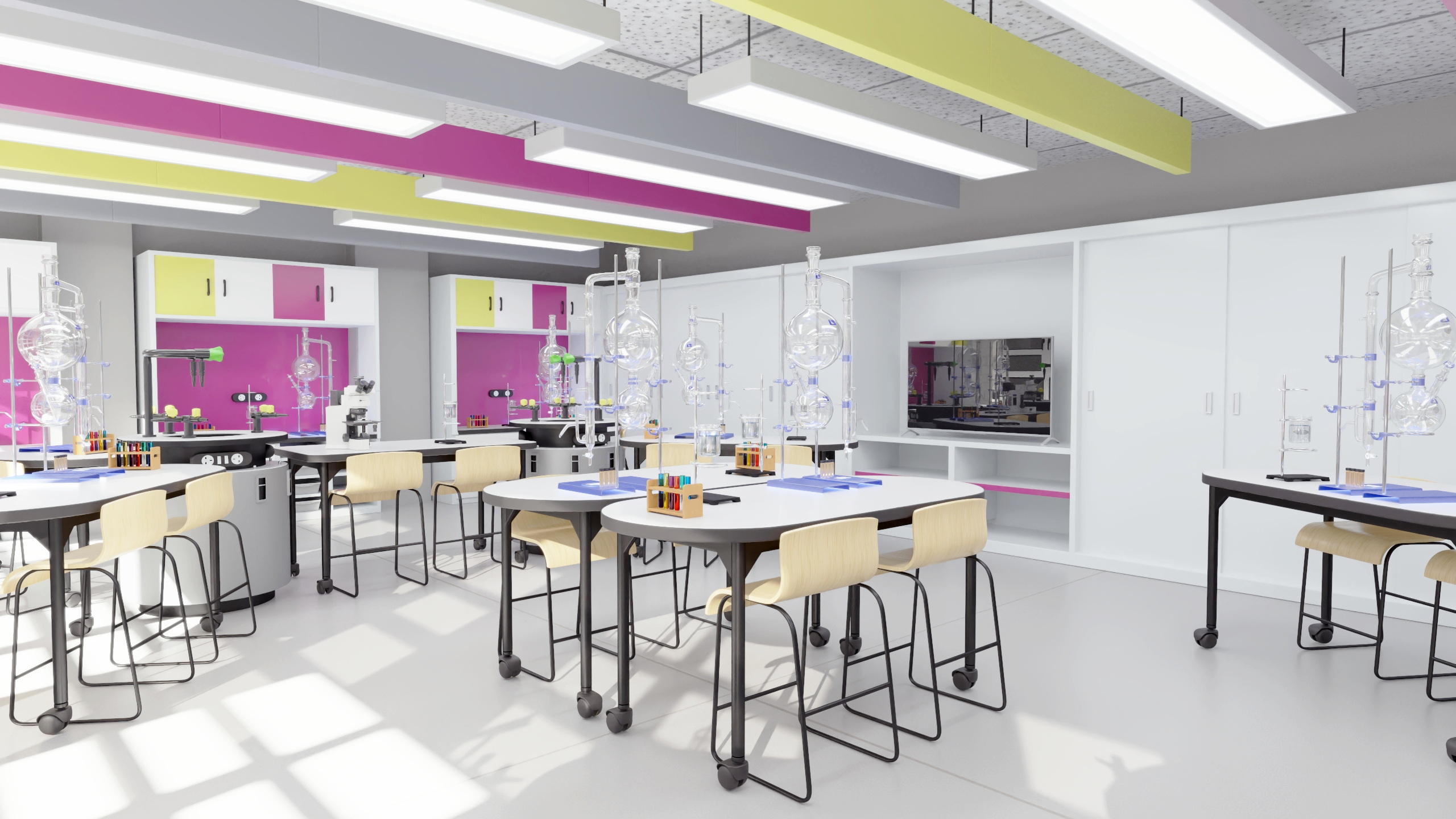 3D School Chemistry Room with Equipment
