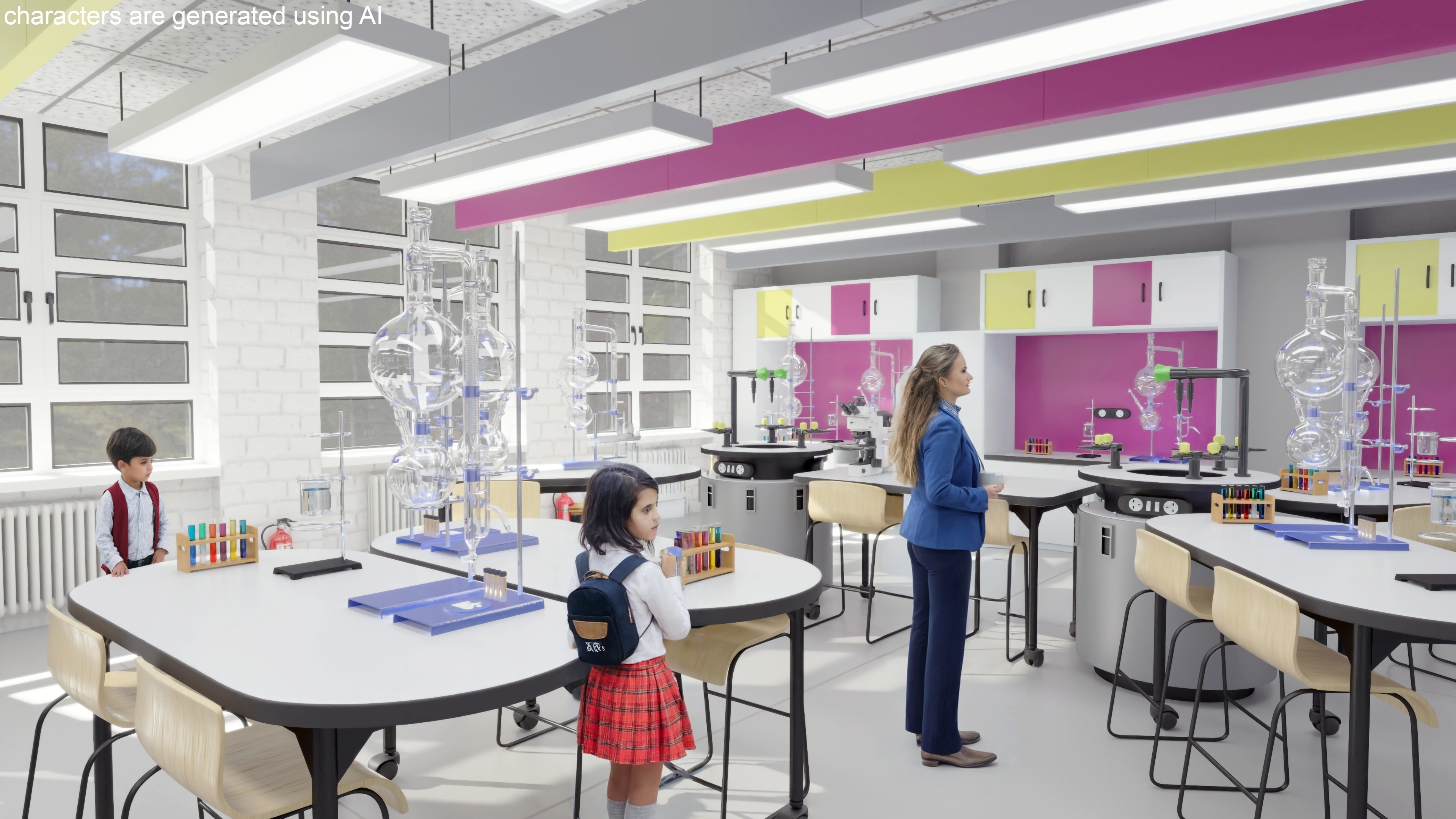 3D School Chemistry Room with Equipment