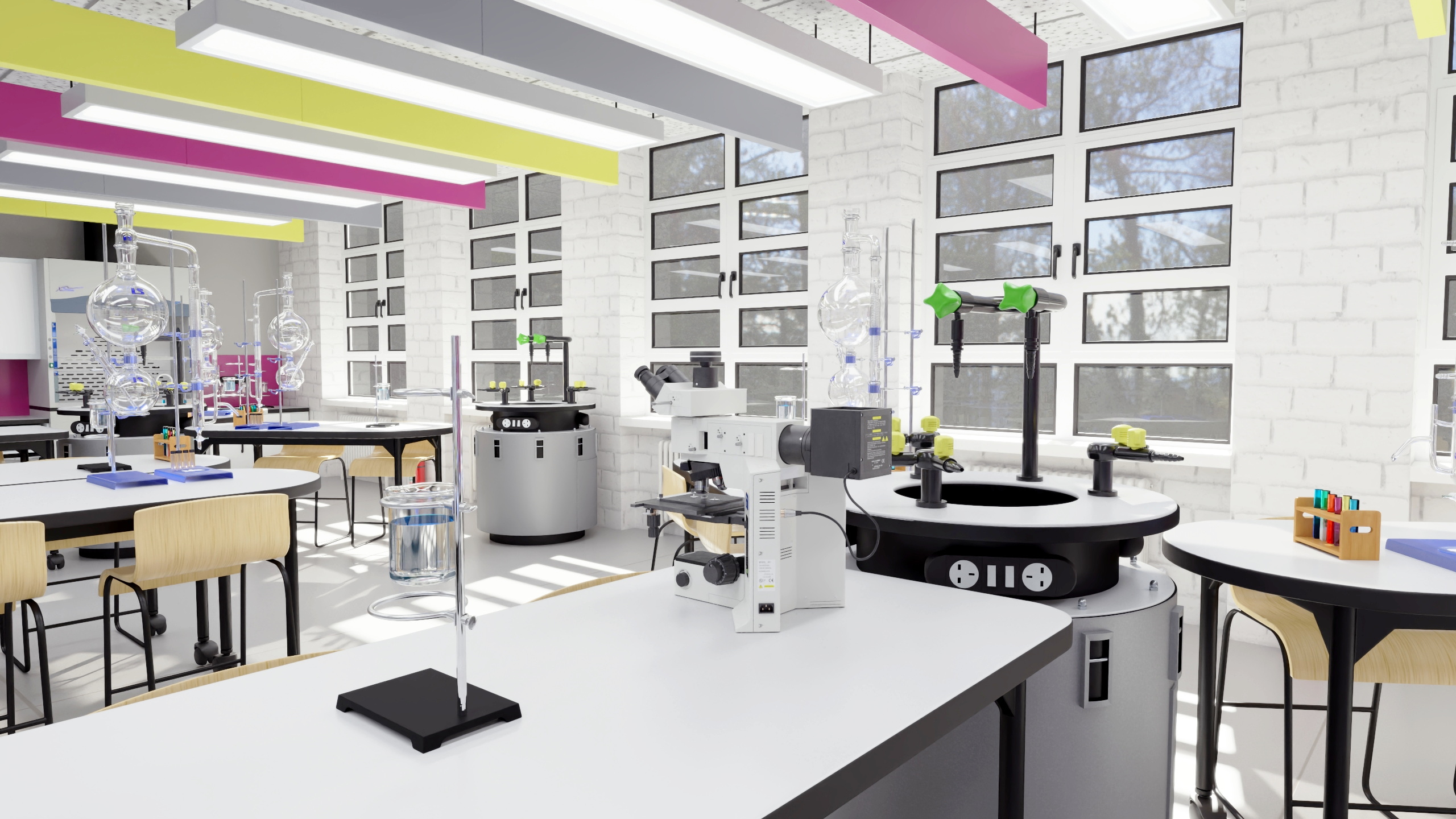 3D School Chemistry Room with Equipment
