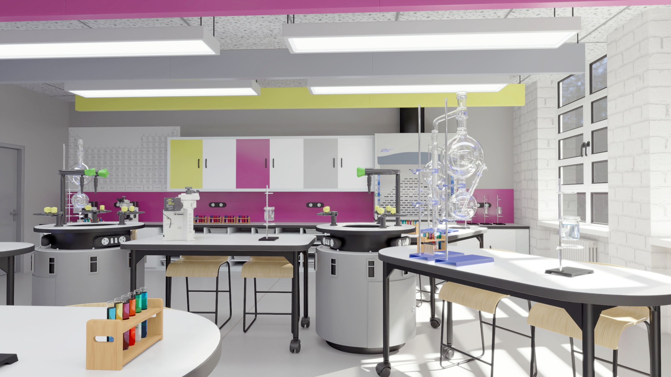 3D School Chemistry Room with Equipment