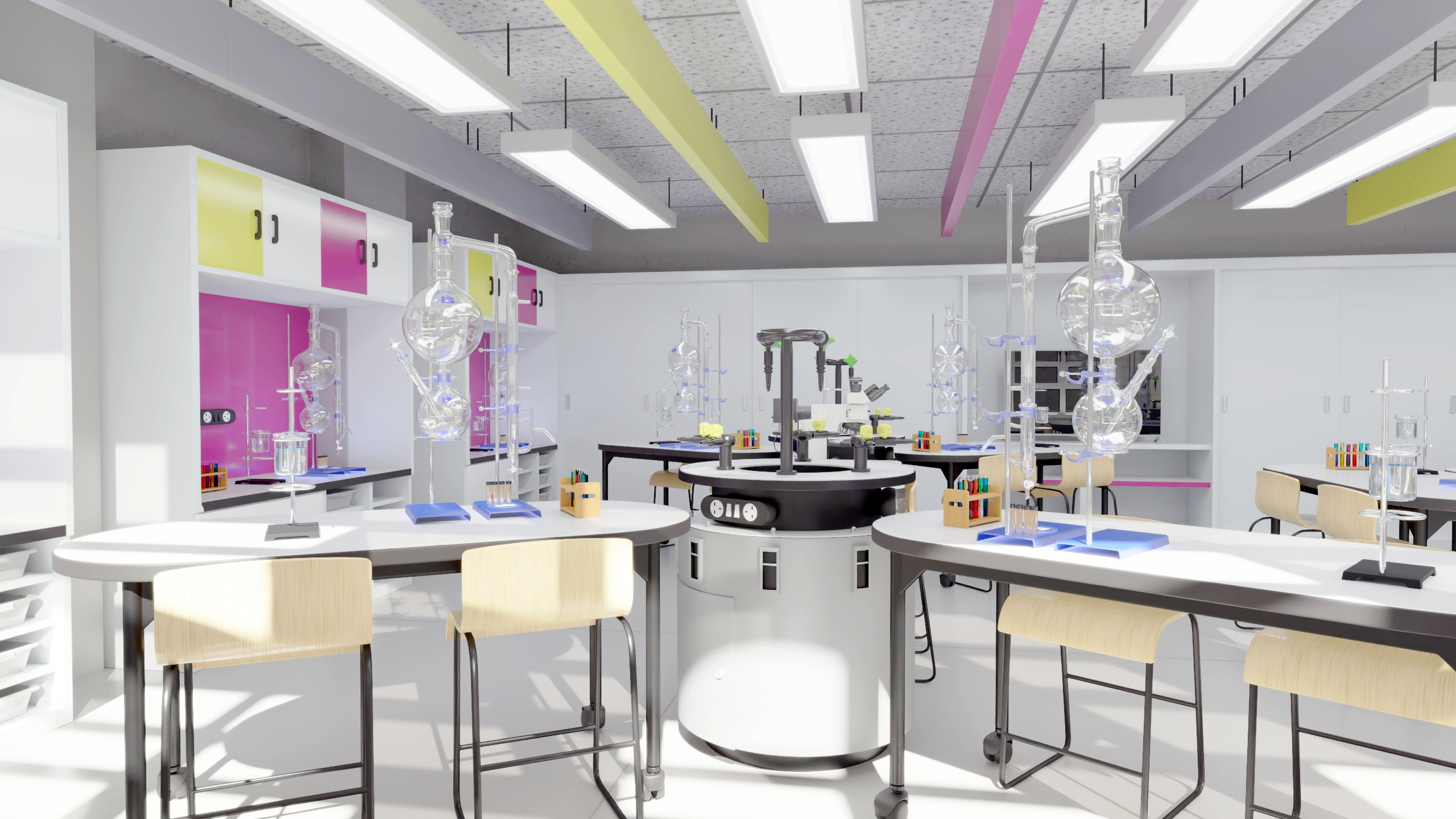 3D School Chemistry Room with Equipment