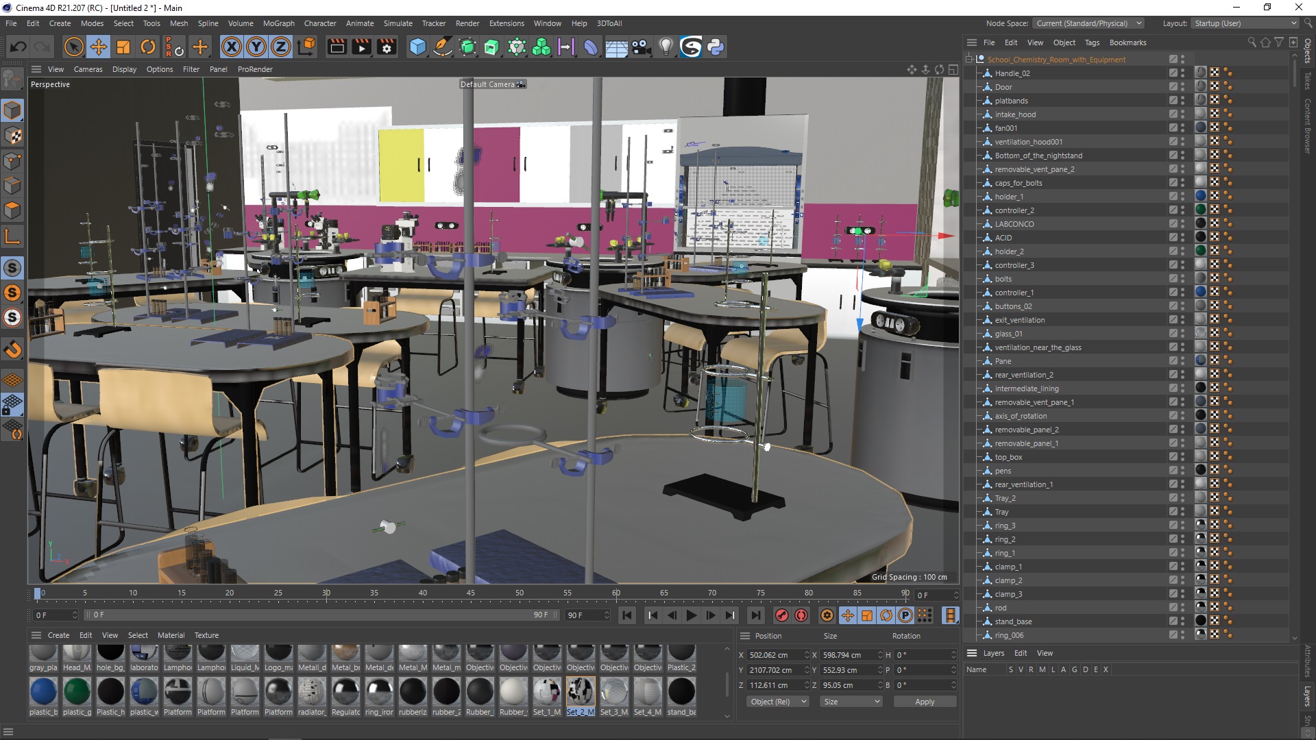 3D School Chemistry Room with Equipment