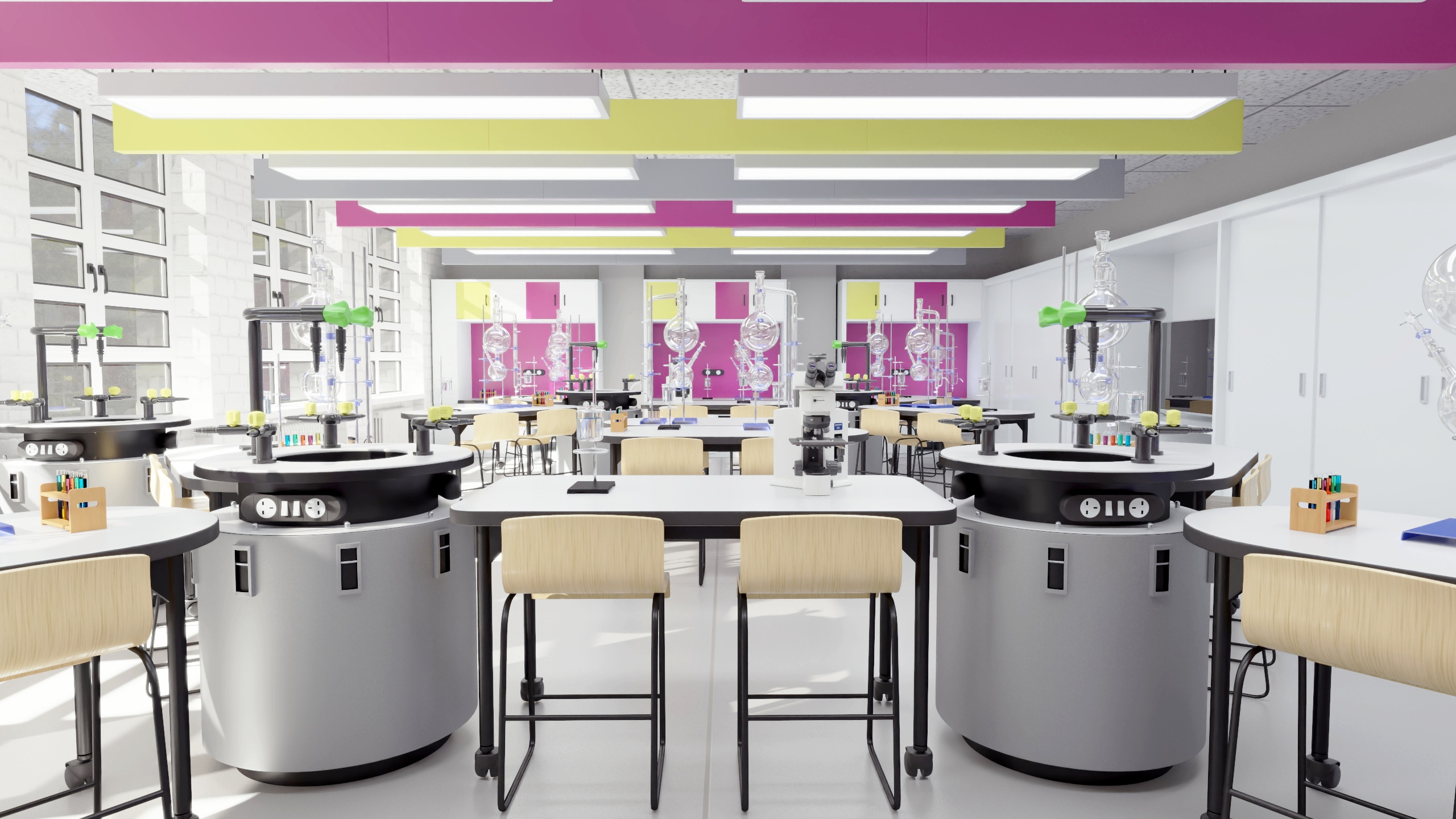 3D School Chemistry Room with Equipment