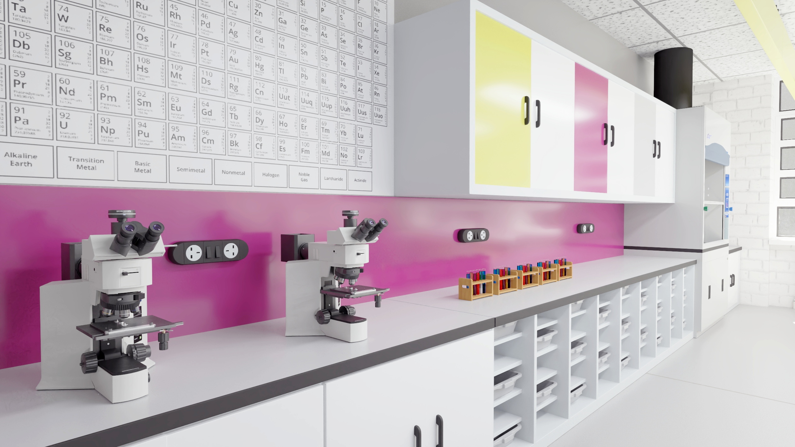 3D School Chemistry Room with Equipment