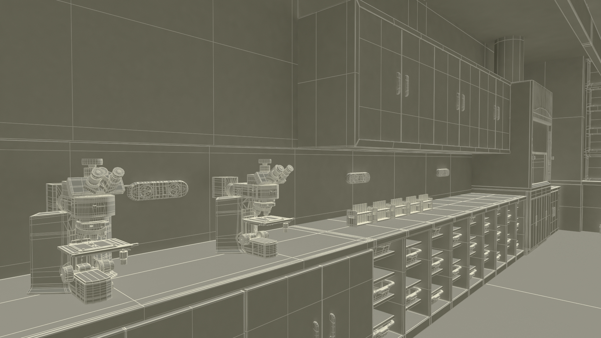 3D School Chemistry Room with Equipment